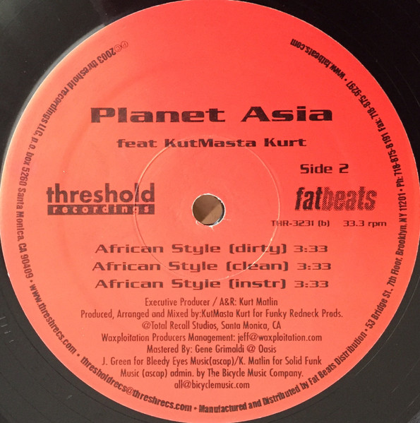 Planet Asia feat Kut Masta Kurt - Golden Age / African Style | Threshold Recordings (THR-3231) - 4 Planet Asia feat Kut Masta Kurt - Golden Age / African Style | Threshold Recordings (THR-3231) - 4