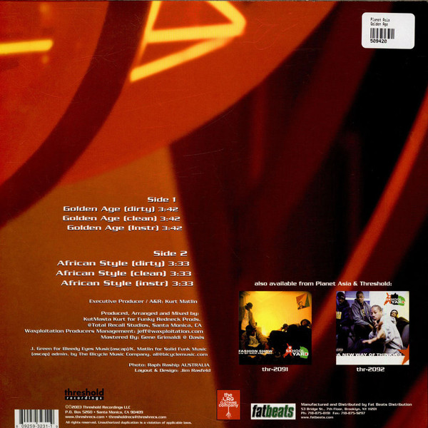 Planet Asia feat Kut Masta Kurt - Golden Age / African Style | Threshold Recordings (THR-3231) - 2 Planet Asia feat Kut Masta Kurt - Golden Age / African Style | Threshold Recordings (THR-3231) - 2