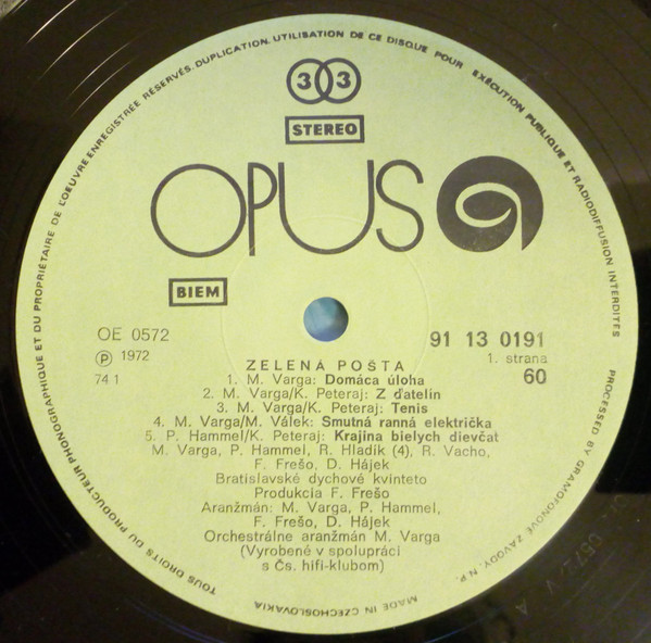 Pavol Hammel & Marián Varga - Zelená Pošta | Opus (9113 0191) - 4 Pavol Hammel & Marián Varga - Zelená Pošta | Opus (9113 0191) - 4