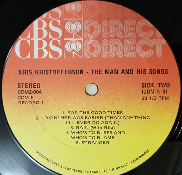Kris Kristofferson - The Man And His Songs | CBS Direct (CDM2-004) - 4 Kris Kristofferson - The Man And His Songs | CBS Direct (CDM2-004) - 4