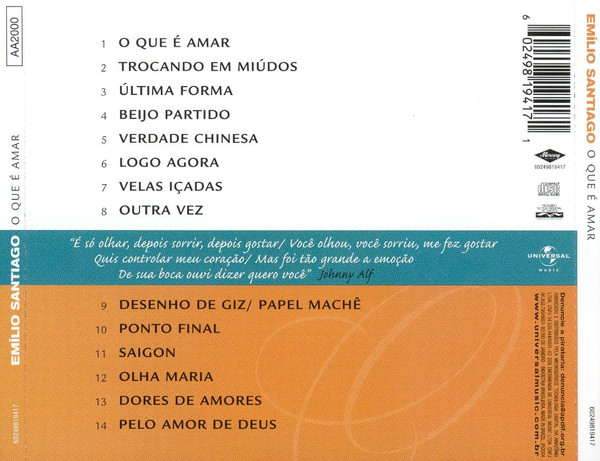 Emilio Santiago - O Que É Amar | Mercury (60249819417) - 2