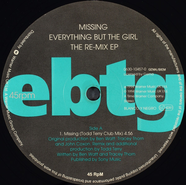 Everything But The Girl - Missing (The Re-Mix E.P.) | Blanco Y Negro (0630-10457-0)
