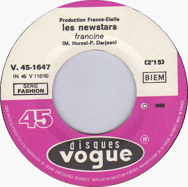 Jean-François Michael / Les Newstars - Adieu Jolie Candy / Francine | Disques Vogue (V. 45-1647) - 4