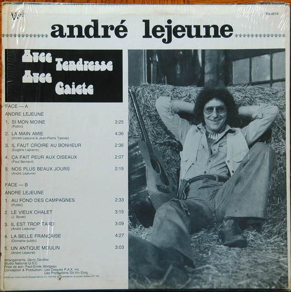 André Lejeune - Avec Tendresse, Avec Gaieté [Vinyl] | Totem (TO-9213) - 2