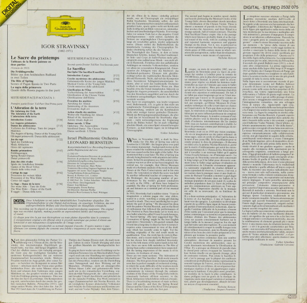 Igor Stravinsky - Israel Philharmonic Orchestra , Leonard Bernstein - Le Sacre Du Printemps | Deutsche Grammophon (2532 075) - 2 Igor Stravinsky - Israel Philharmonic Orchestra , Leonard Bernstein - Le Sacre Du Printemps | Deutsche Grammophon (2532 075) - 2