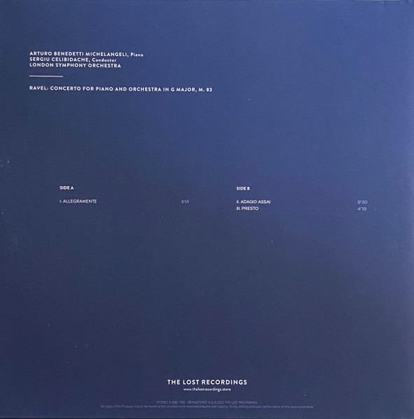 Arturo Benedetti Michelangeli • Sergiu Celibidache , Maurice Ravel - Ravel: Concerto For Piano And Orchestra In G Major, M. 83 | Fondamenta (TLR-2203042V) - 4