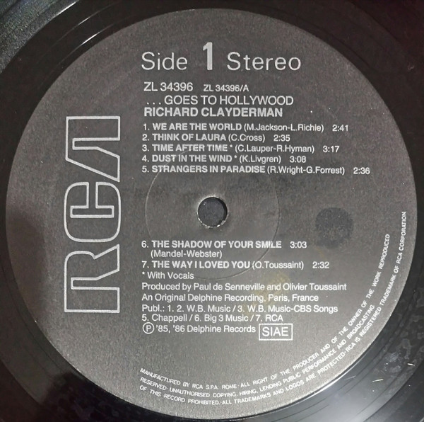 Richard Clayderman - ... Goes To Hollywood | RCA (ZL 34396) - 3