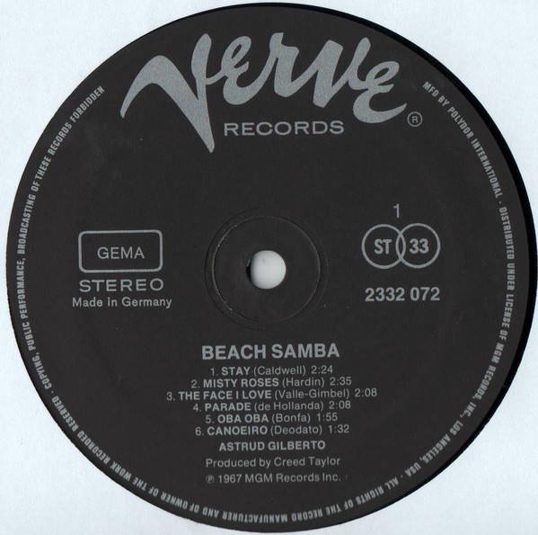 Astrud Gilberto - Beach Samba | Verve Records (2332 072) - 3