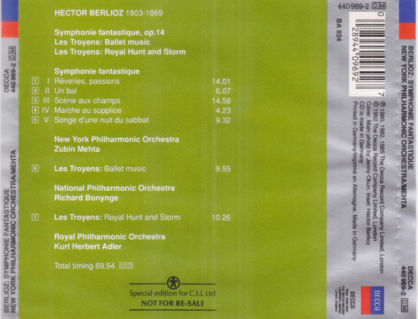 Hector Berlioz : New York Philharmonic , Zubin Mehta - Symphonie Fantastique / Les Troyens (Excerpts) | Decca (440 969-2) - 3