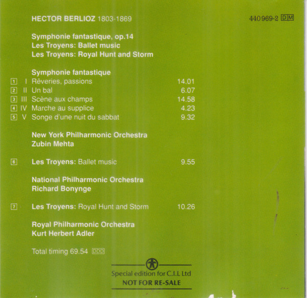 Hector Berlioz : New York Philharmonic , Zubin Mehta - Symphonie Fantastique / Les Troyens (Excerpts) | Decca (440 969-2) - 2