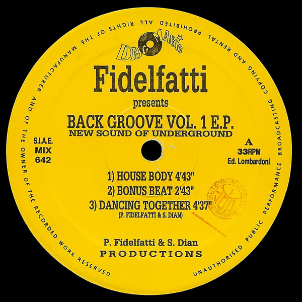 Piero Fidelfatti - Back Groove Vol. 1 E.P. (New Sound Of Underground) | Discomagic Records (MIX 642)