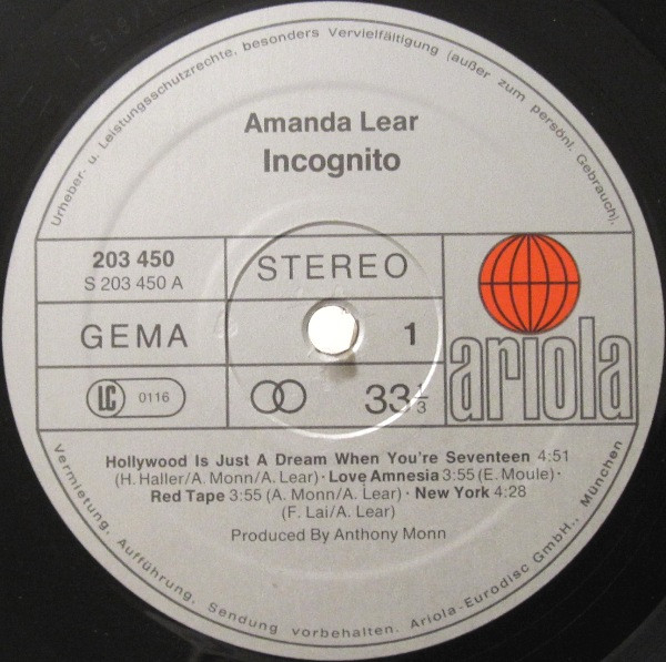 Amanda Lear - Incognito [Vinyl] | Ariola (203 450) - 3