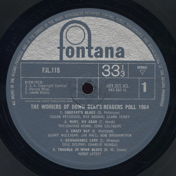 Various - Down Beat Poll Winners | Fontana (FJL 115) - 4