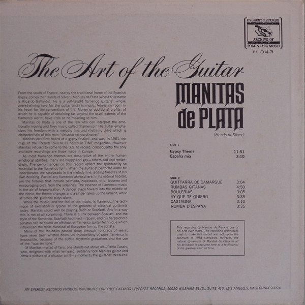 Manitas De Plata - The Art Of The Guitar | Everest Records Archive Of Folk & Jazz Music (FS 343) - main Manitas De Plata - The Art Of The Guitar | Everest Records Archive Of Folk & Jazz Music (FS 343) - main