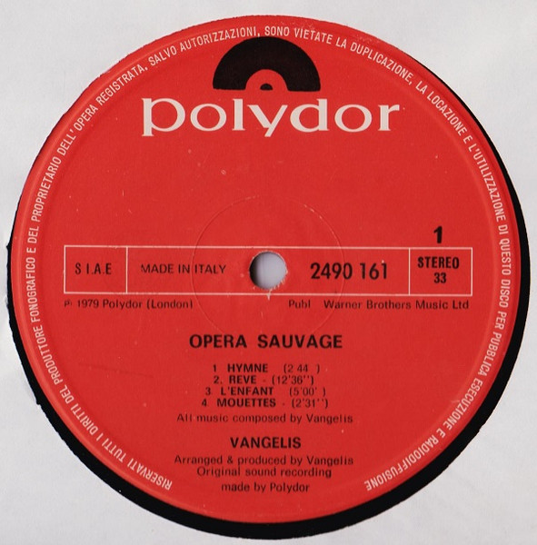 Vangelis - Opera Sauvage | Polydor (2490 161) - 2
