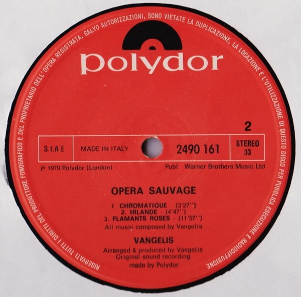 Vangelis - Opera Sauvage | Polydor (2490 161) - 3