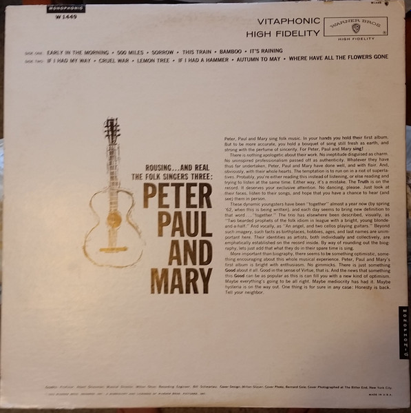 Peter, Paul & Mary - Peter, Paul And Mary | Warner Bros. Records (W 1449) - 2 Peter, Paul & Mary - Peter, Paul And Mary | Warner Bros. Records (W 1449) - 2