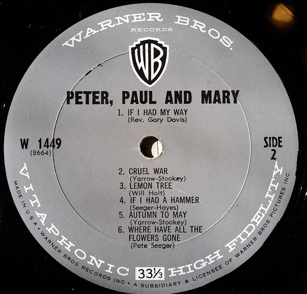 Peter, Paul & Mary - Peter, Paul And Mary | Warner Bros. Records (W 1449) - 4 Peter, Paul & Mary - Peter, Paul And Mary | Warner Bros. Records (W 1449) - 4