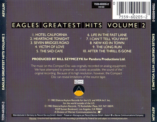 Eagles - Eagles Greatest Hits Volume 2 | Asylum Records (7559-60205-2) - 2