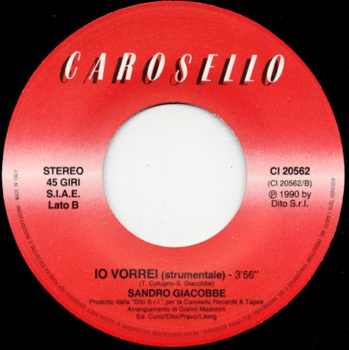 Sandro Giacobbe - Io Vorrei | Carosello (CI 20562) - 4
