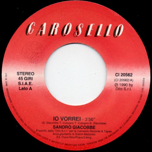 Sandro Giacobbe - Io Vorrei | Carosello (CI 20562) - 3