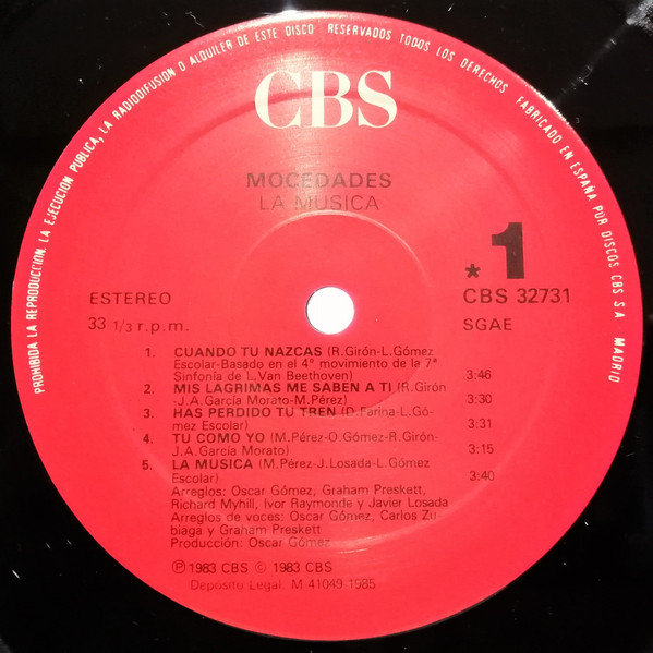 Mocedades - La Música | CBS (CBS 32731) - 3