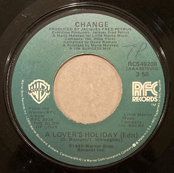 Change - A Lover's Holiday / The End | RFC Records (RCS 49208) - main Change - A Lover's Holiday / The End | RFC Records (RCS 49208) - main
