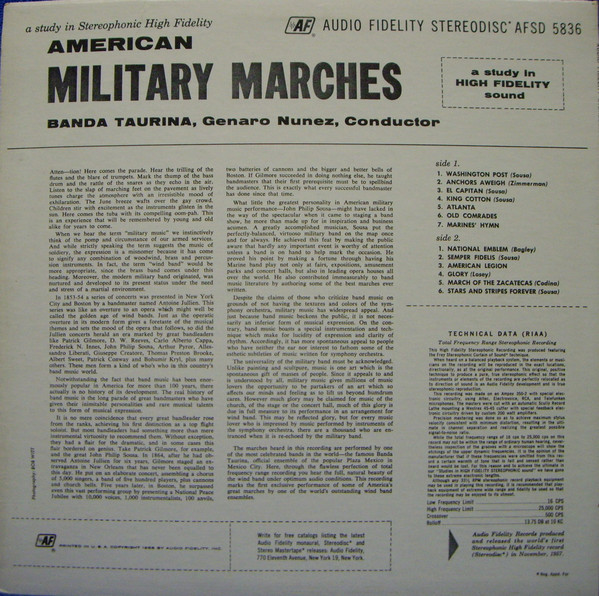Banda Taurina - American Military Marches | Audio Fidelity (AFSD 5836) - 2 Banda Taurina - American Military Marches | Audio Fidelity (AFSD 5836) - 2