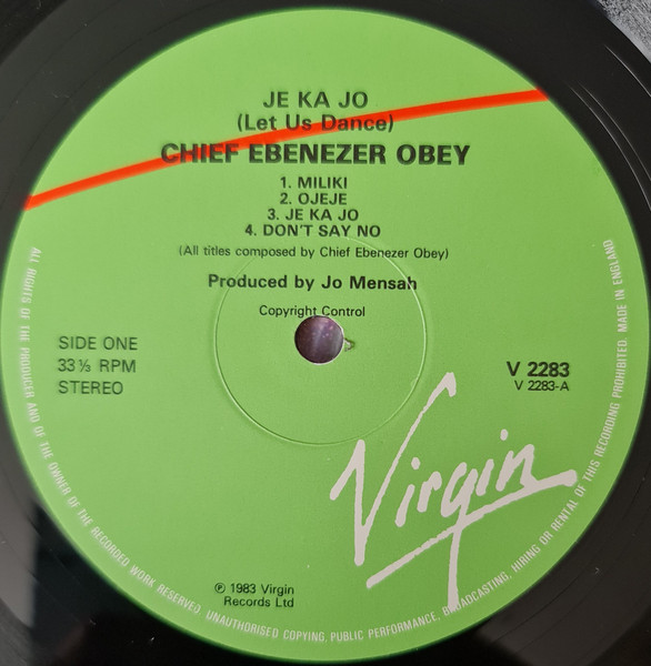 Ebenezer Obey - Je Ka Jo | Virgin (V 2283) - 3