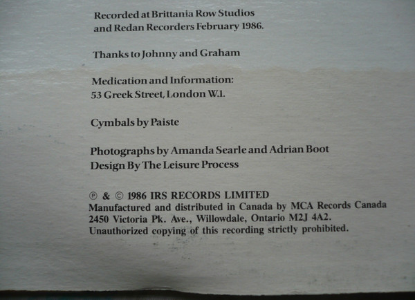 Doctor & The Medics - Laughing At The Pieces | I.R.S. Records (IRS-5797) - 4 Doctor & The Medics - Laughing At The Pieces | I.R.S. Records (IRS-5797) - 4