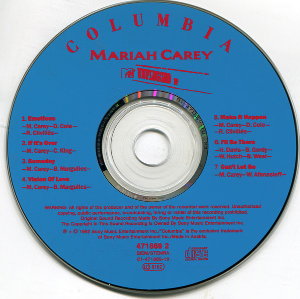 Mariah Carey - MTV Unplugged EP | Columbia (471869 2) - 3 Mariah Carey - MTV Unplugged EP | Columbia (471869 2) - 3