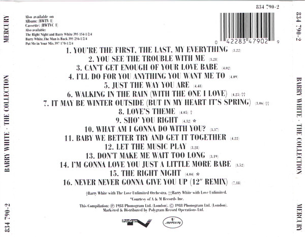 Barry White - The Collection | Mercury (834 790-2) - 2 Barry White - The Collection | Mercury (834 790-2) - 2