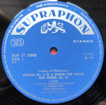 Ludwig van Beethoven / Josef Suk , Jan Panenka - Sonatas For Violin And Piano Op. 23 In A Minor / Op. 24 In F Major | Supraphon (SUA ST 50906) - 2