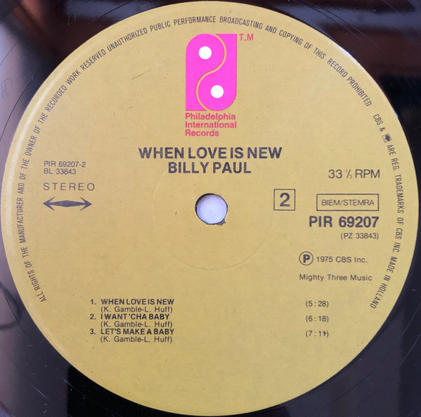 Billy Paul - When Love Is New | Philadelphia International Records (PIR 69207) - 4 Billy Paul - When Love Is New | Philadelphia International Records (PIR 69207) - 4