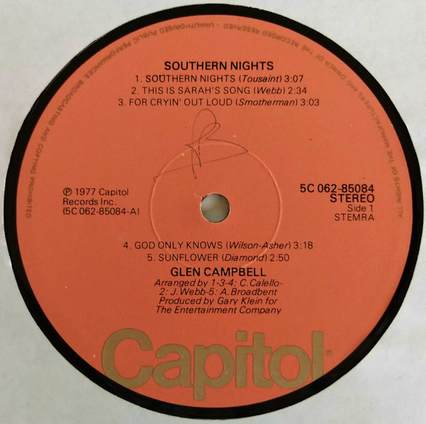 Glen Campbell - Southern Nights | Capitol Records (5C 062-85084) - 3 Glen Campbell - Southern Nights | Capitol Records (5C 062-85084) - 3