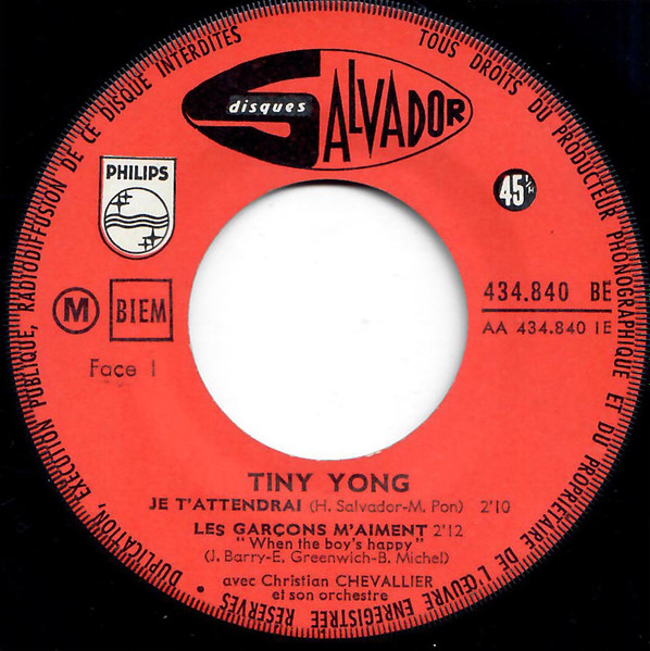 Tiny Yong - Je T'attendrai | Disques Salvador (434 840 BE) - 4 Tiny Yong - Je T'attendrai | Disques Salvador (434 840 BE) - 4