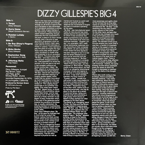 Dizzy Gillespie's Big 4 - Dizzy Gillespie's Big 4 | Analogue Productions (APJ 158) - 2