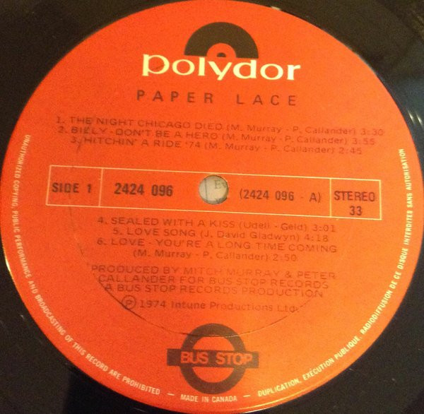 Paper Lace - Paper Lace | Polydor (2424 096) - 3 Paper Lace - Paper Lace | Polydor (2424 096) - 3