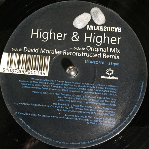 Milk & Sugar - Higher & Higher | 1-Off Recordings (12ONEOFF8) - 2 Milk & Sugar - Higher & Higher | 1-Off Recordings (12ONEOFF8) - 2