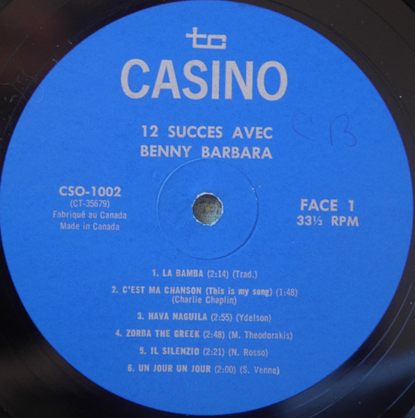 Benny Barbara - 12 Succès | Casino (CSO 1002) - 3 Benny Barbara - 12 Succès | Casino (CSO 1002) - 3