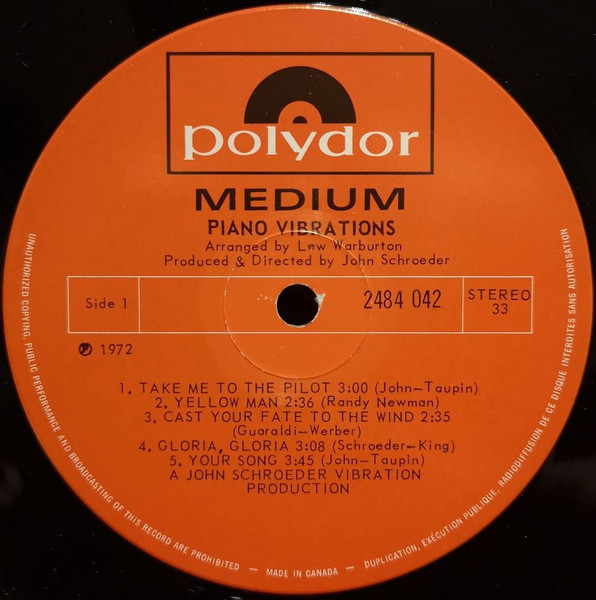John Schroeder - Piano Vibrations [Vinyl] | Polydor (2484 042) - 4
