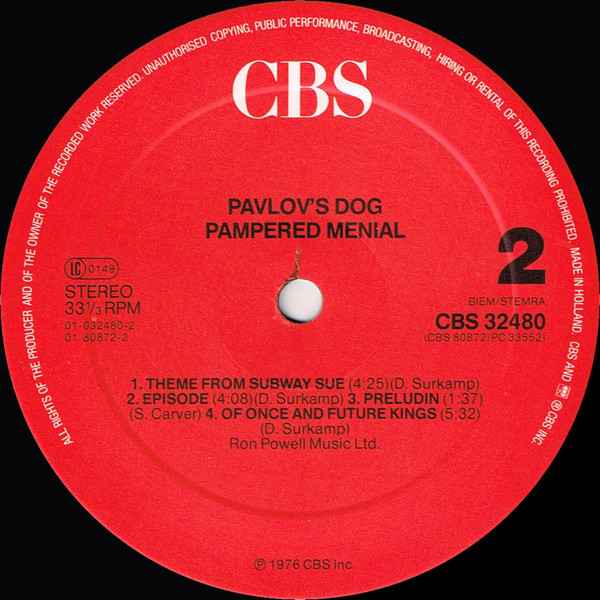 Pavlov's Dog - Pampered Menial | CBS (CBS 32480) - 4