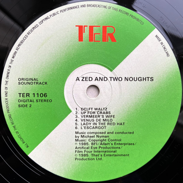Michael Nyman - Music For Peter Greenaway's Film A Zed & Two Noughts | That's Entertainment Records (TER 1106) - 4