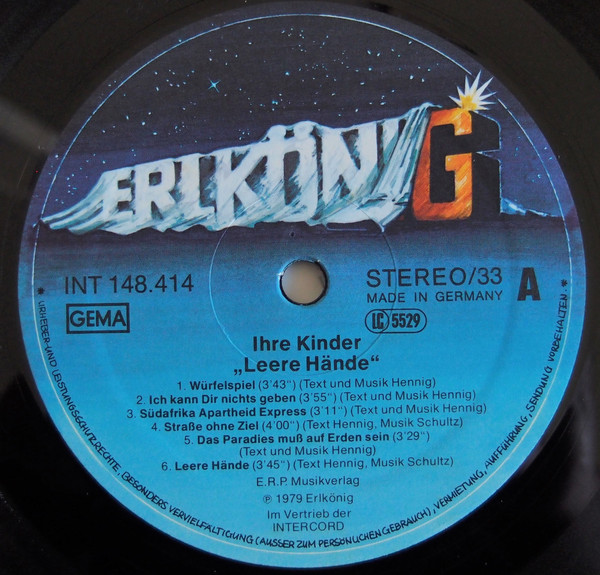 Ihre Kinder - Leere Hände | Erlkönig Schallplatten (INT 148.414) - 4 Ihre Kinder - Leere Hände | Erlkönig Schallplatten (INT 148.414) - 4
