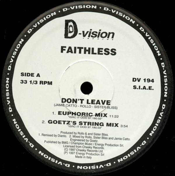 Faithless - Don't Leave | D:vision Records (DV 194) - 3 Faithless - Don't Leave | D:vision Records (DV 194) - 3