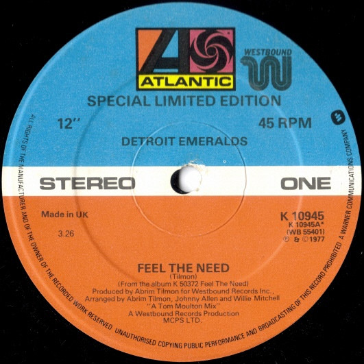 Detroit Emeralds - Feel The Need | Atlantic (K 10945)