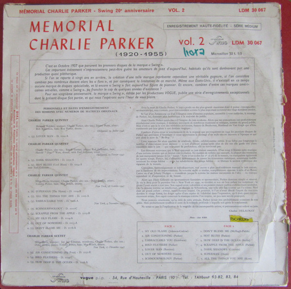 Charlie Parker - Memorial Charlie Parker | Swing (LDM 30.067) - 2 Charlie Parker - Memorial Charlie Parker | Swing (LDM 30.067) - 2