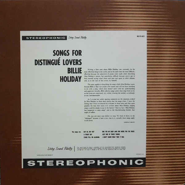 Billie Holiday - Songs For Distingué Lovers | Verve Records (314 539 056-2) - 4 Billie Holiday - Songs For Distingué Lovers | Verve Records (314 539 056-2) - 4