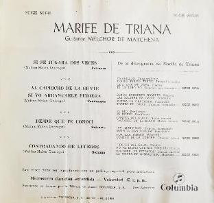 Marifé de Triana - Si Se Jugara Dos Veces / Al Capricho De La Gente - Si Yo Arrancarle Pudiera / Desde Que Te Conocí / Contrabando De Luceros | Columbia (SCGE 80746) - 2