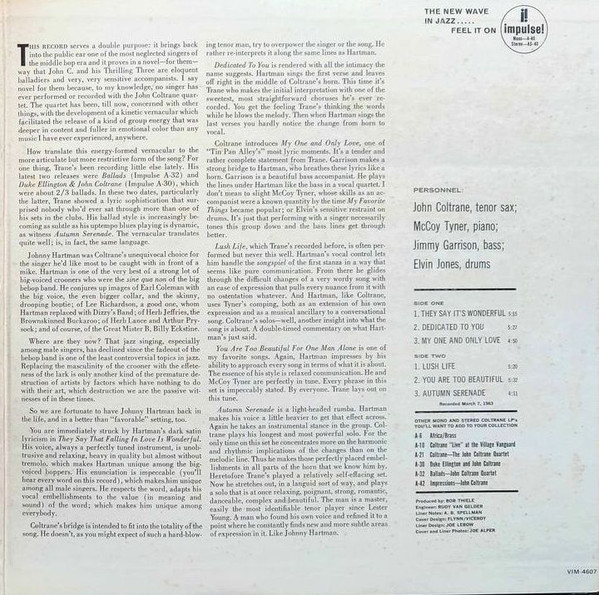 John Coltrane And Johnny Hartman - John Coltrane And Johnny Hartman | MCA Records (VIM-4607) - 3
